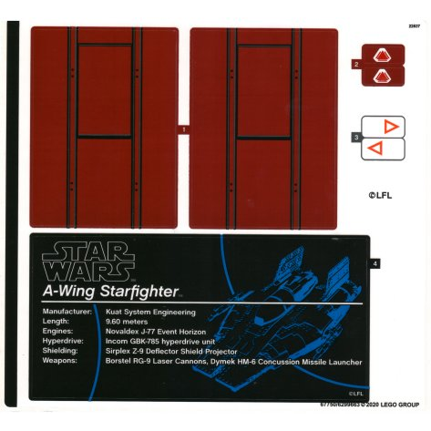 UCS A-Wing (75275) Sticker Sheet, Sheet 1 - (67750/6299663)