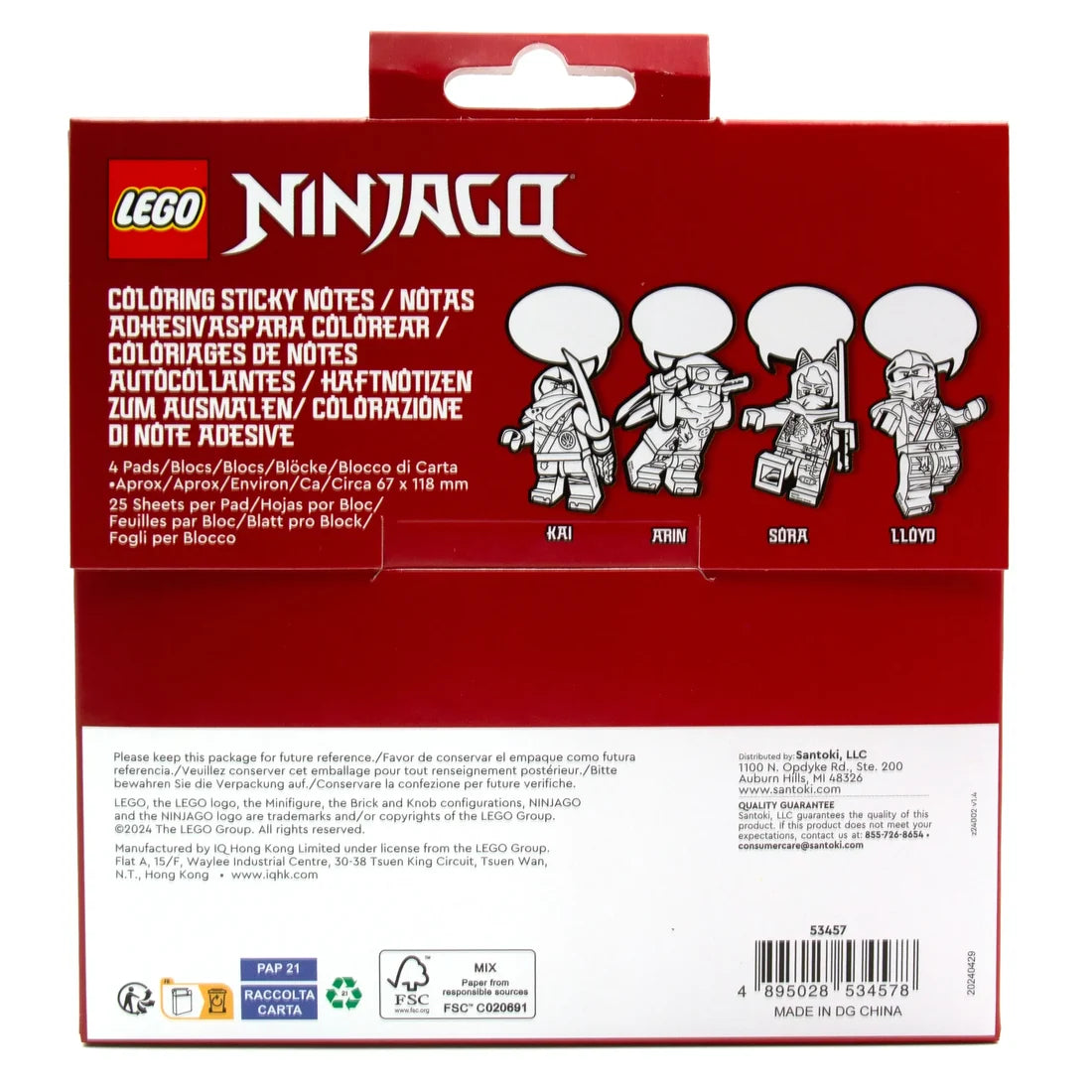 LEGO® NINJAGO® Coloring Sticky Notes - Dragons Rising