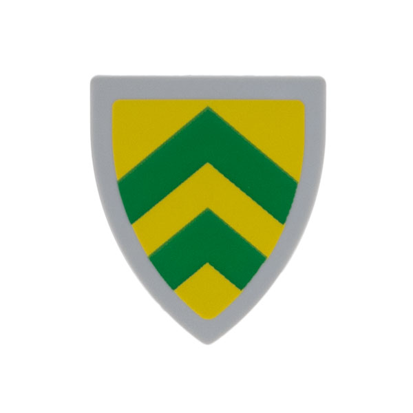 Minifigure, Shield Triangular Short with Green Chevrons on Yellow Background Pattern
