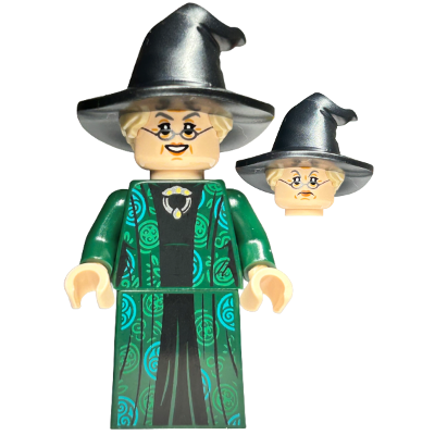 Professor Minerva McGonagall - Dark Green Robe over Black Dress, Hat with Hair