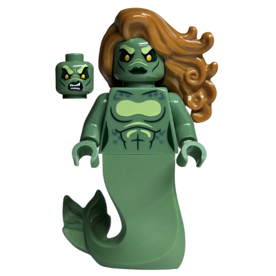 Merperson - Sand Green Body, Medium Nougat Wavy Hair