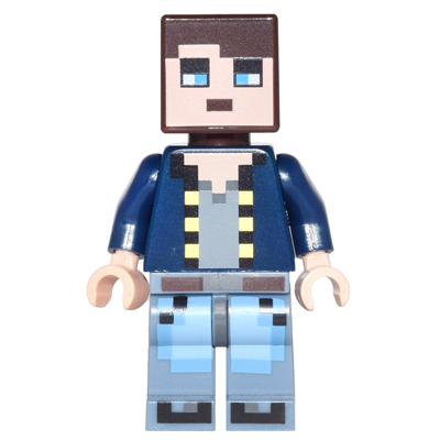 Minecraft Skin 8 - Pixelated, Dark Blue Jacket and Bright Light Blue and Sand Blue Legs