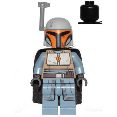 Mandalorian Tribe Warrior, Black cape, Light Bluish Grey helmet