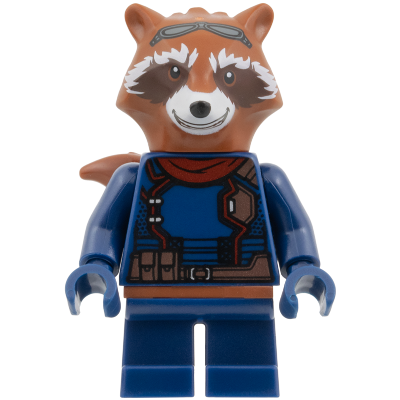 Rocket Raccoon - Dark Blue Outfit, Dark Red Scarf, Reddish Brown Head