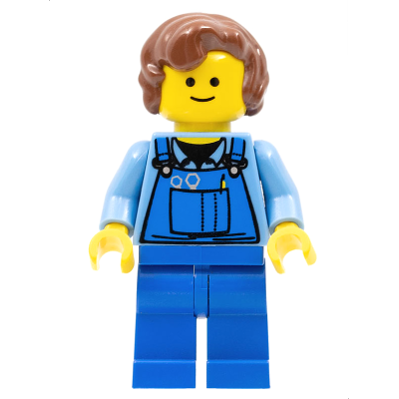 Overalls with Tools in Pocket Blue, Reddish Brown Hair Female Short Curled Ends (Green Grocer)